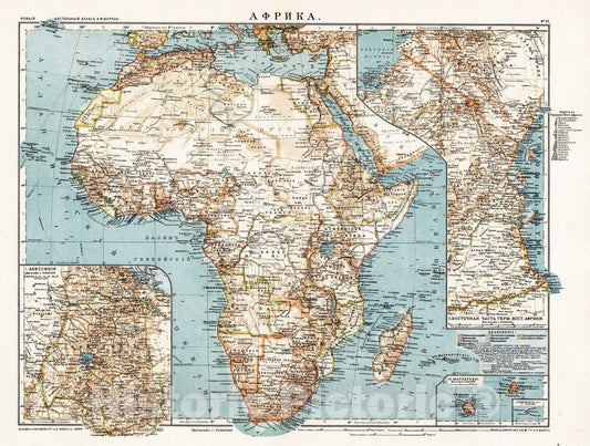 Historic Map : 1909 No.53. Afrika - Vintage Wall Art