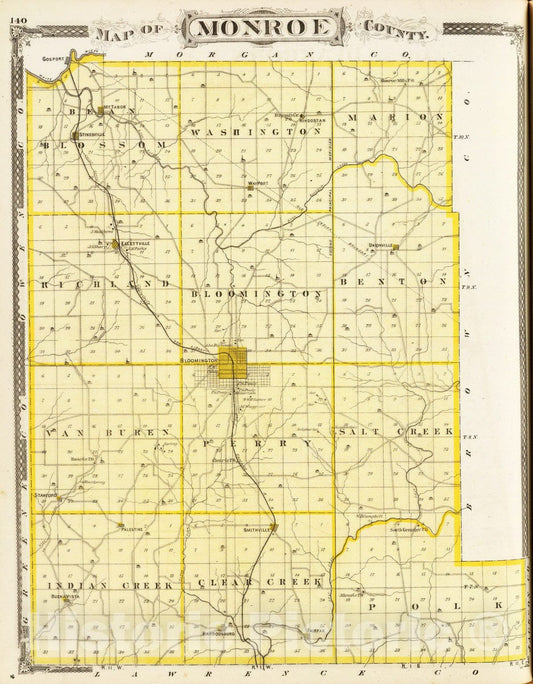 Historic Map : 1876 Monroe County : Vintage Wall Art