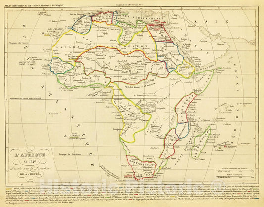 Africa 1844 - Historical Map Print from Atlas universel