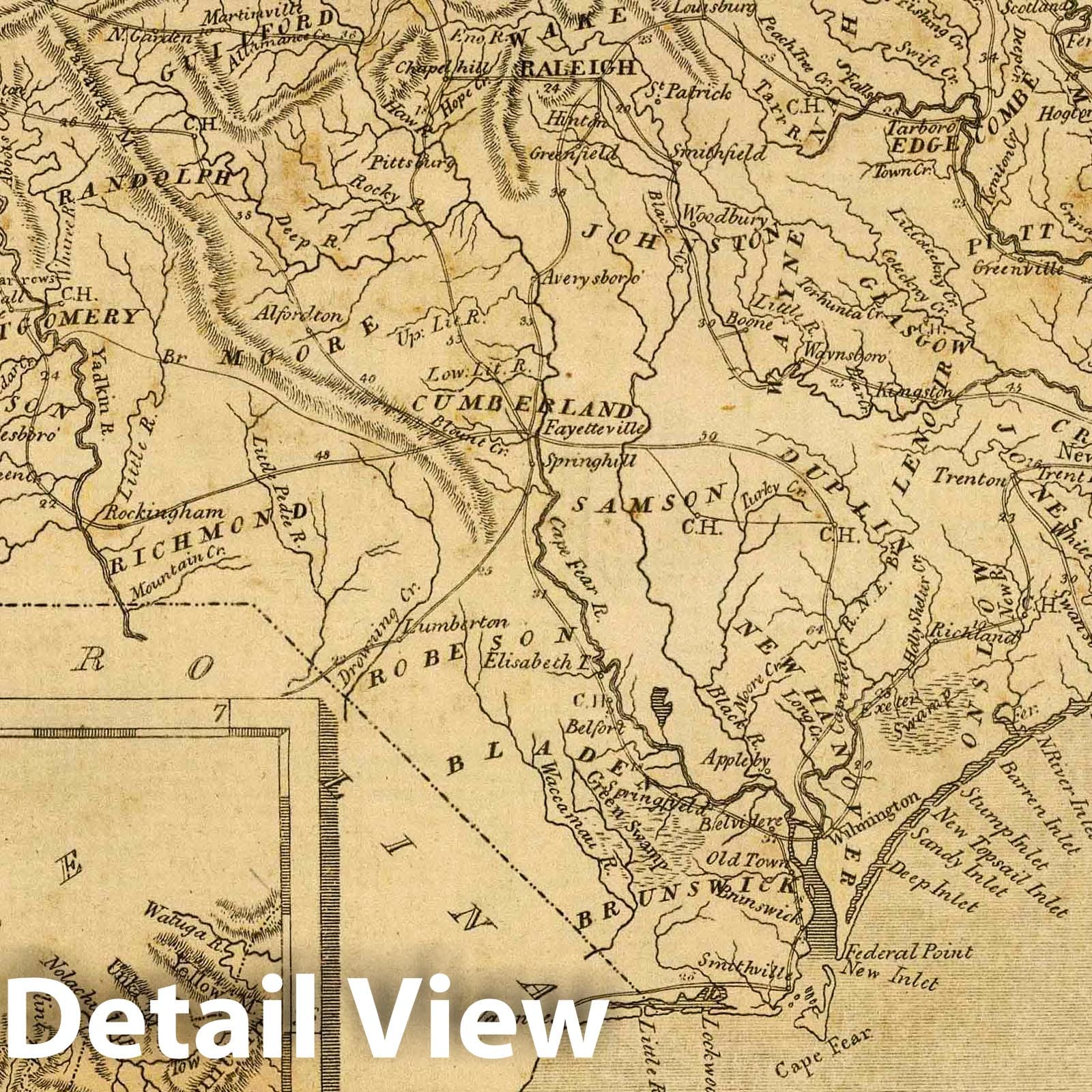 North Carolina 1812 Historical Map Print