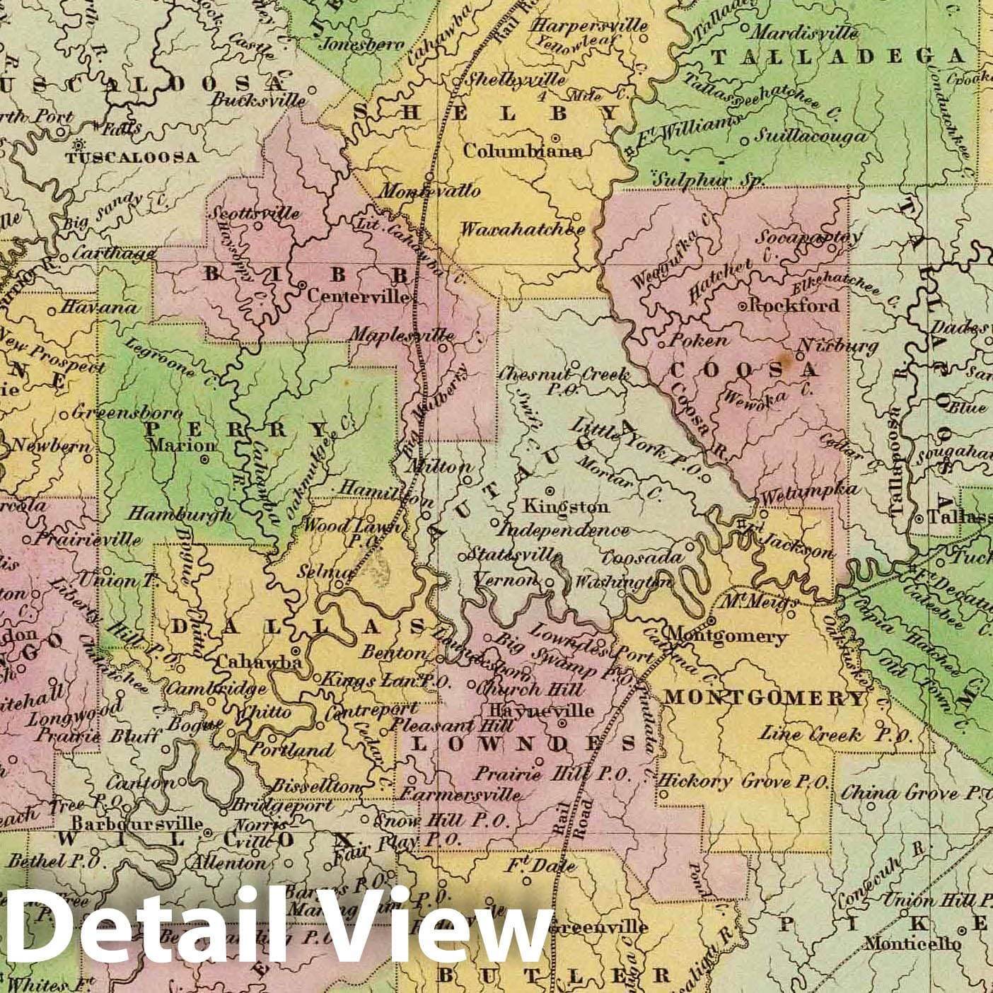 Alabama - Railroad Map, 1841 - Historical Map Print