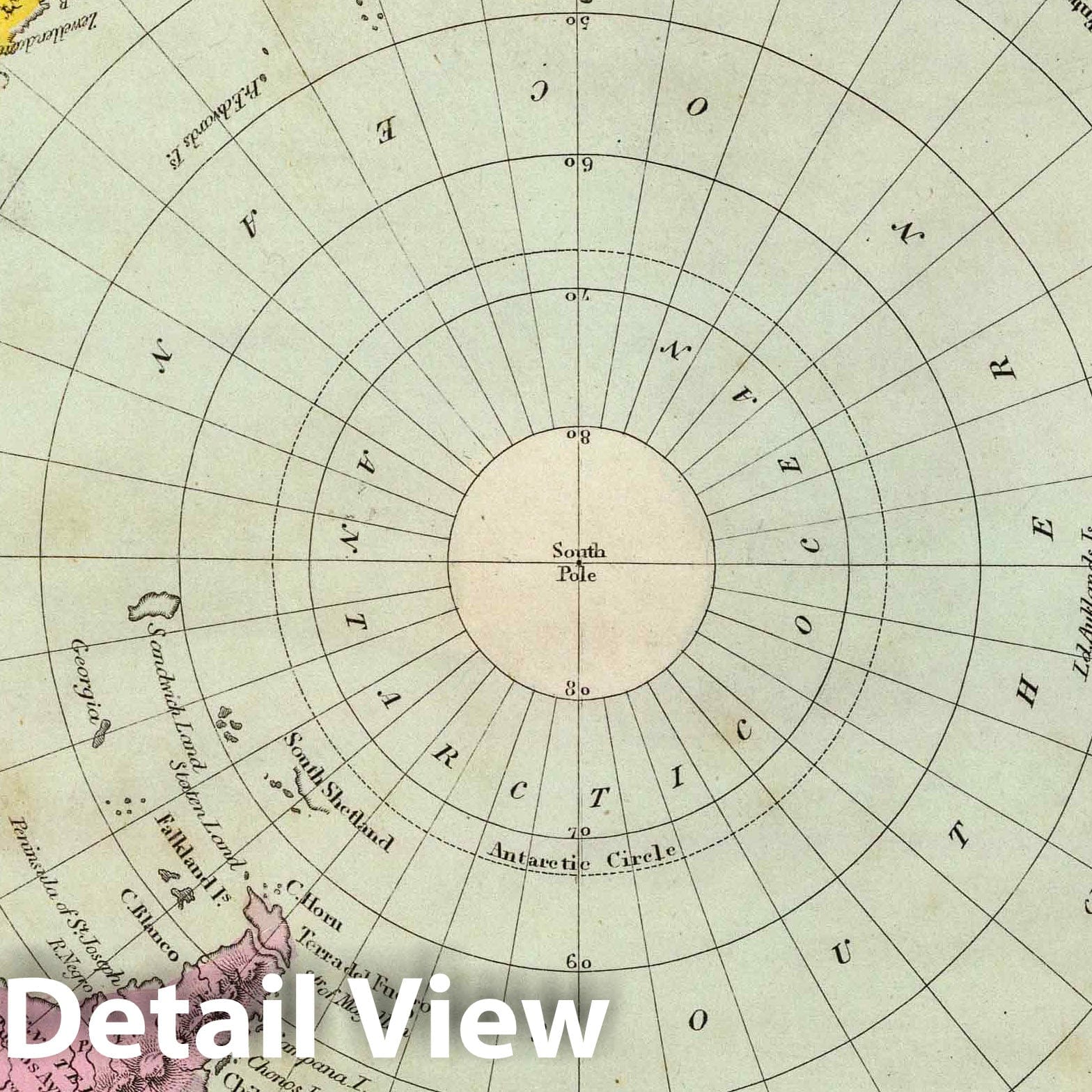 Southern Hemisphere, 1835 - Historical Map Print