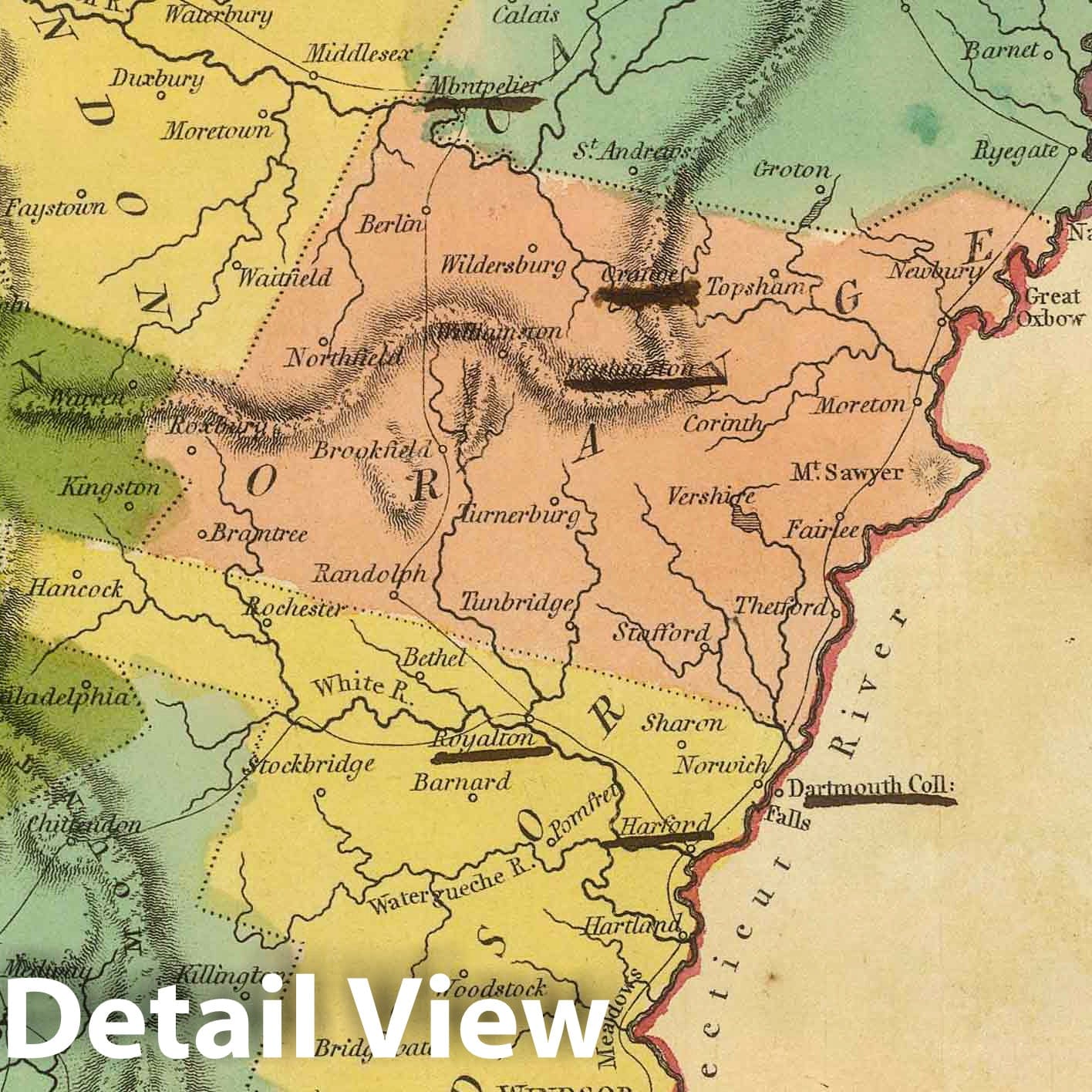 Vermont 1816 Historical Map Print by Henry S. Tanner