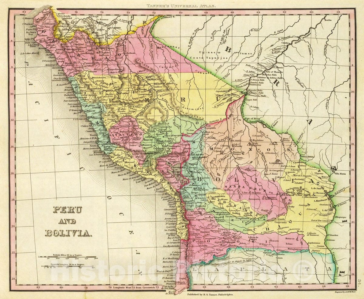 Historic Map : 1836 Peru And Bolivia. - Vintage Wall Art