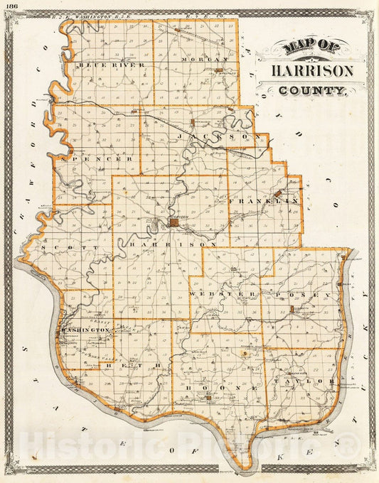 Historic Map : 1876 Map of Harrison County. - Vintage Wall Art