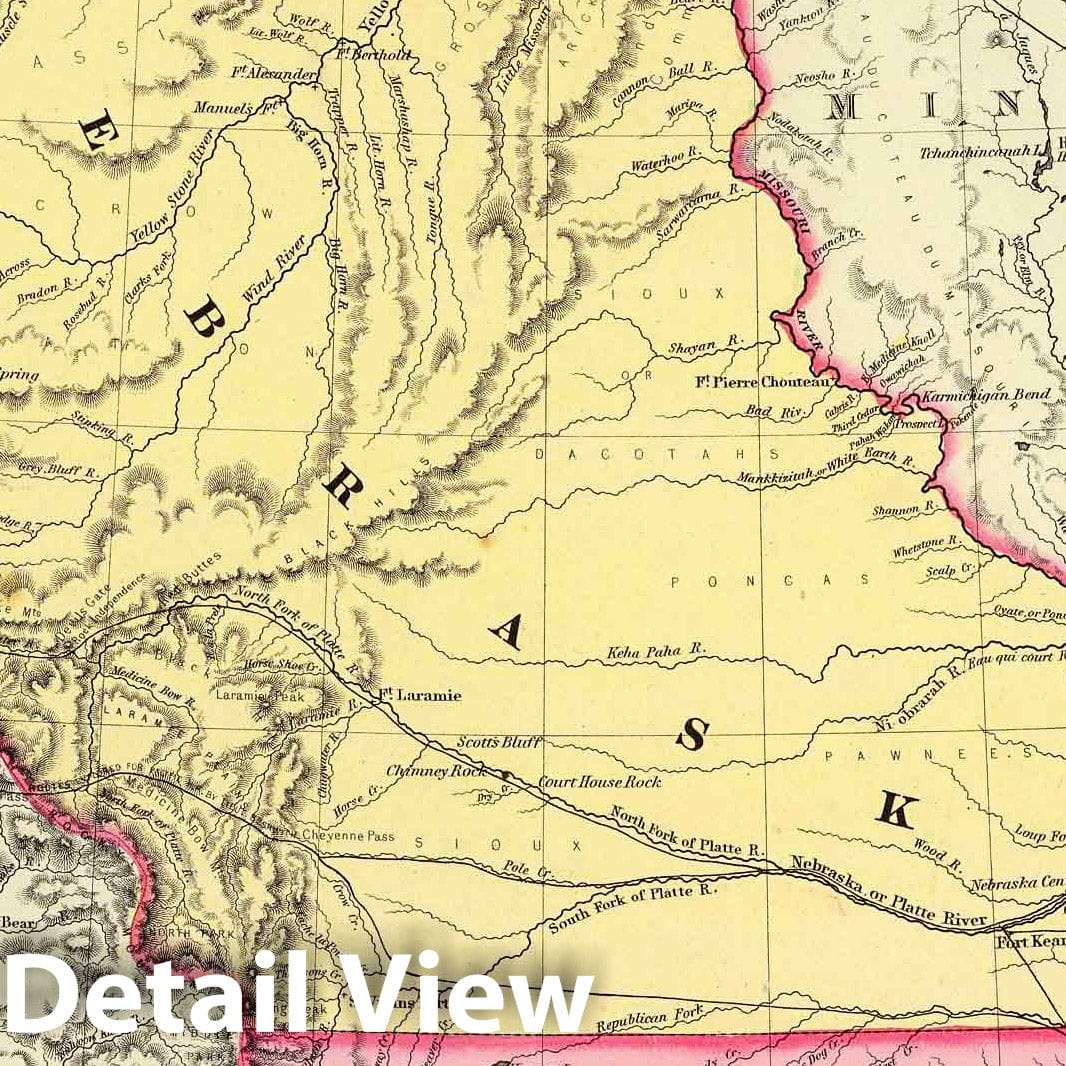 Nebraska and Kansas - Railroad Map, 1856 - Historical Map Print
