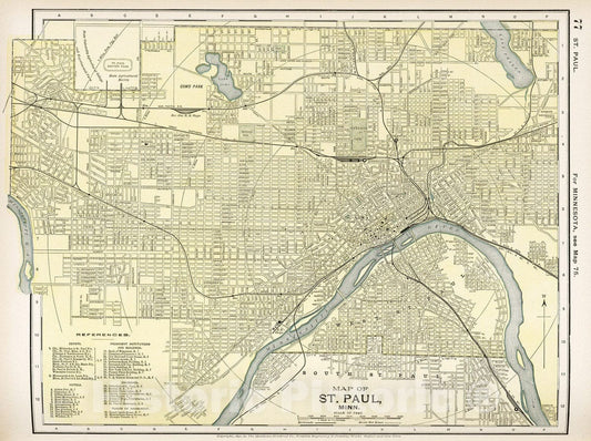 Saint Paul, Minnesota - Railroad Map, 1891 - Historical Map Print