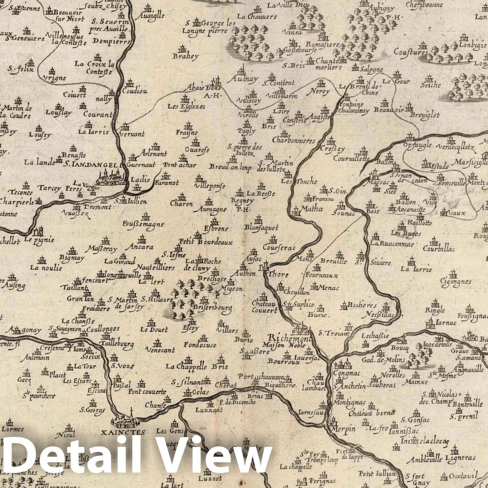Historic Map : Saintonge , France 1632 Carte du Pais de Xaintonge. , Vintage Wall Art