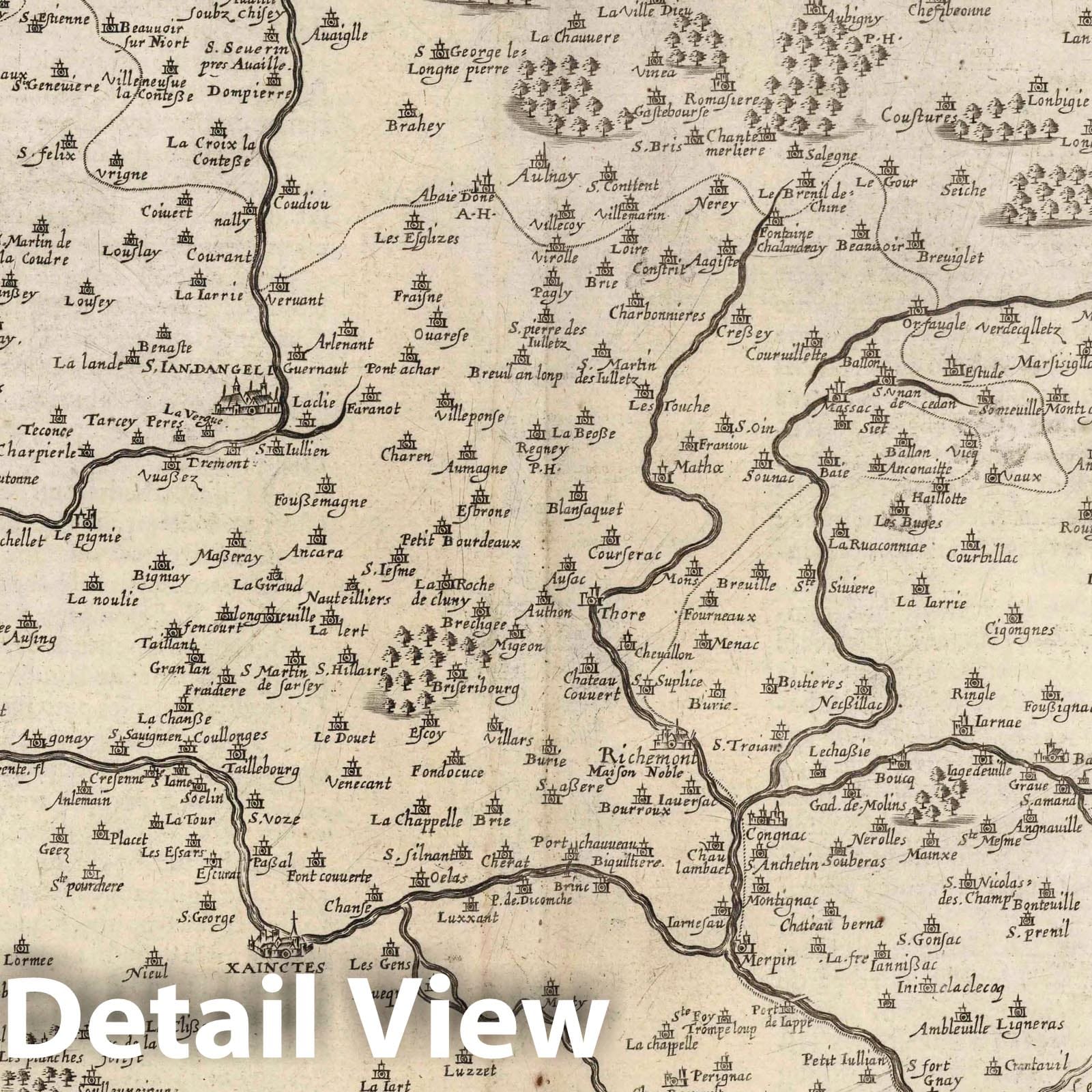 Saintonge, France 1632 Historical Map Print