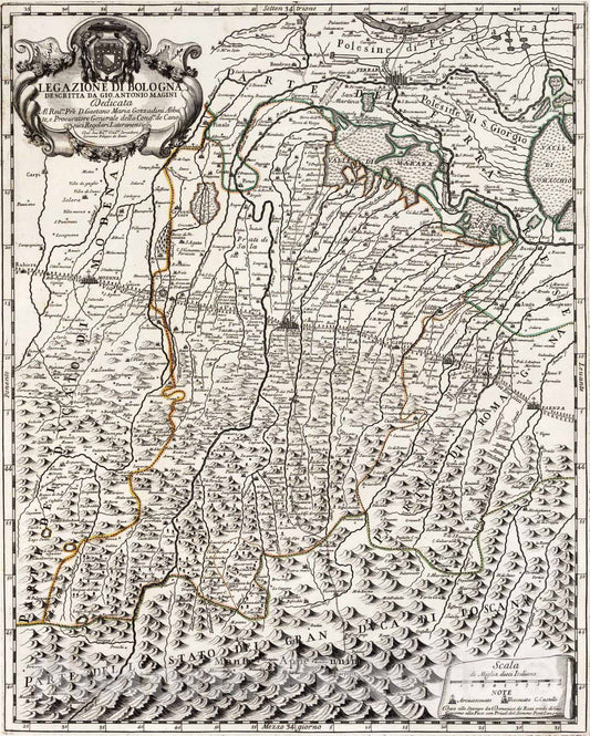 Historic Map : Italy, , Europe 1710 Legazione di Bologna , Vintage Wall Art