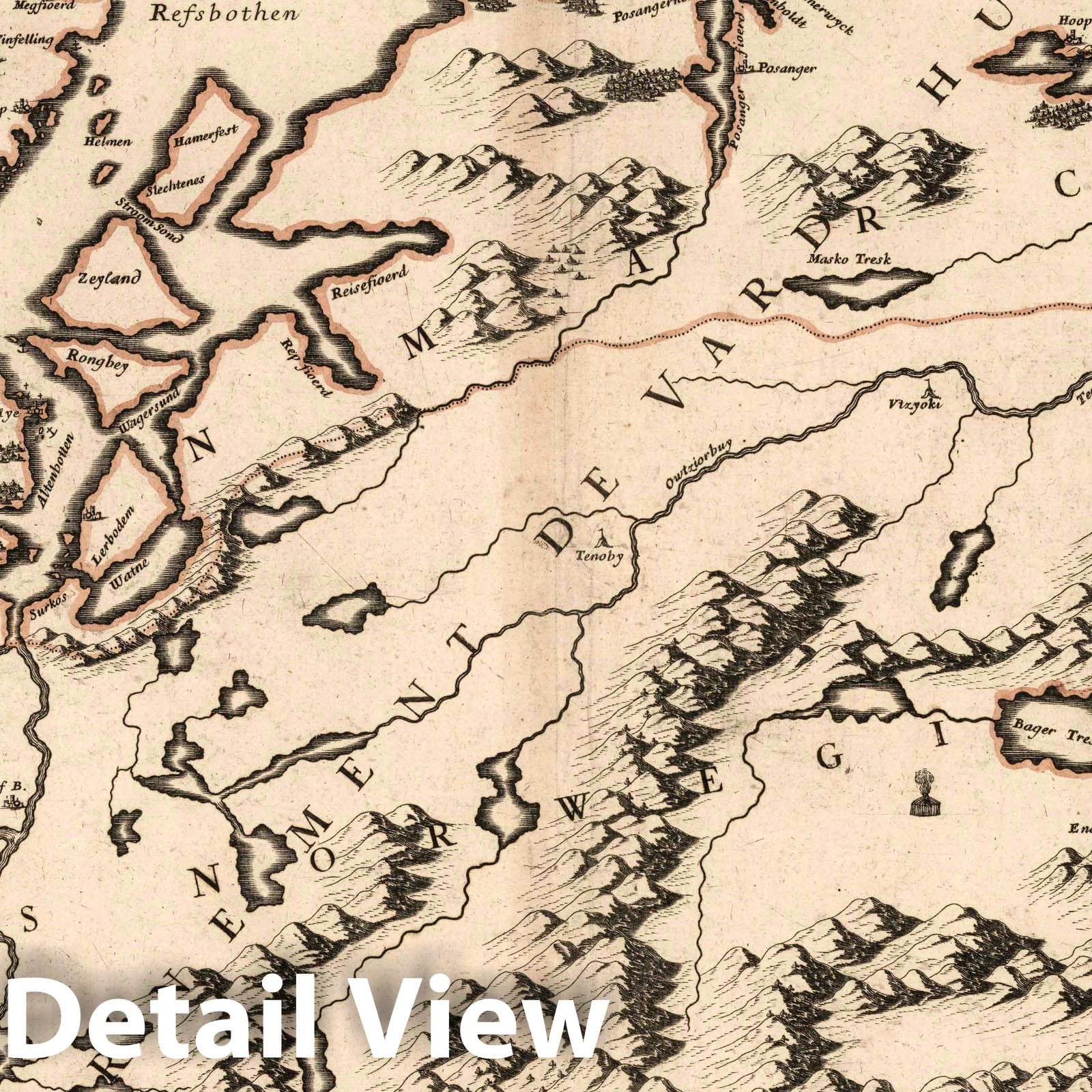 Wardhus, Norway 1703 Historical Map Print