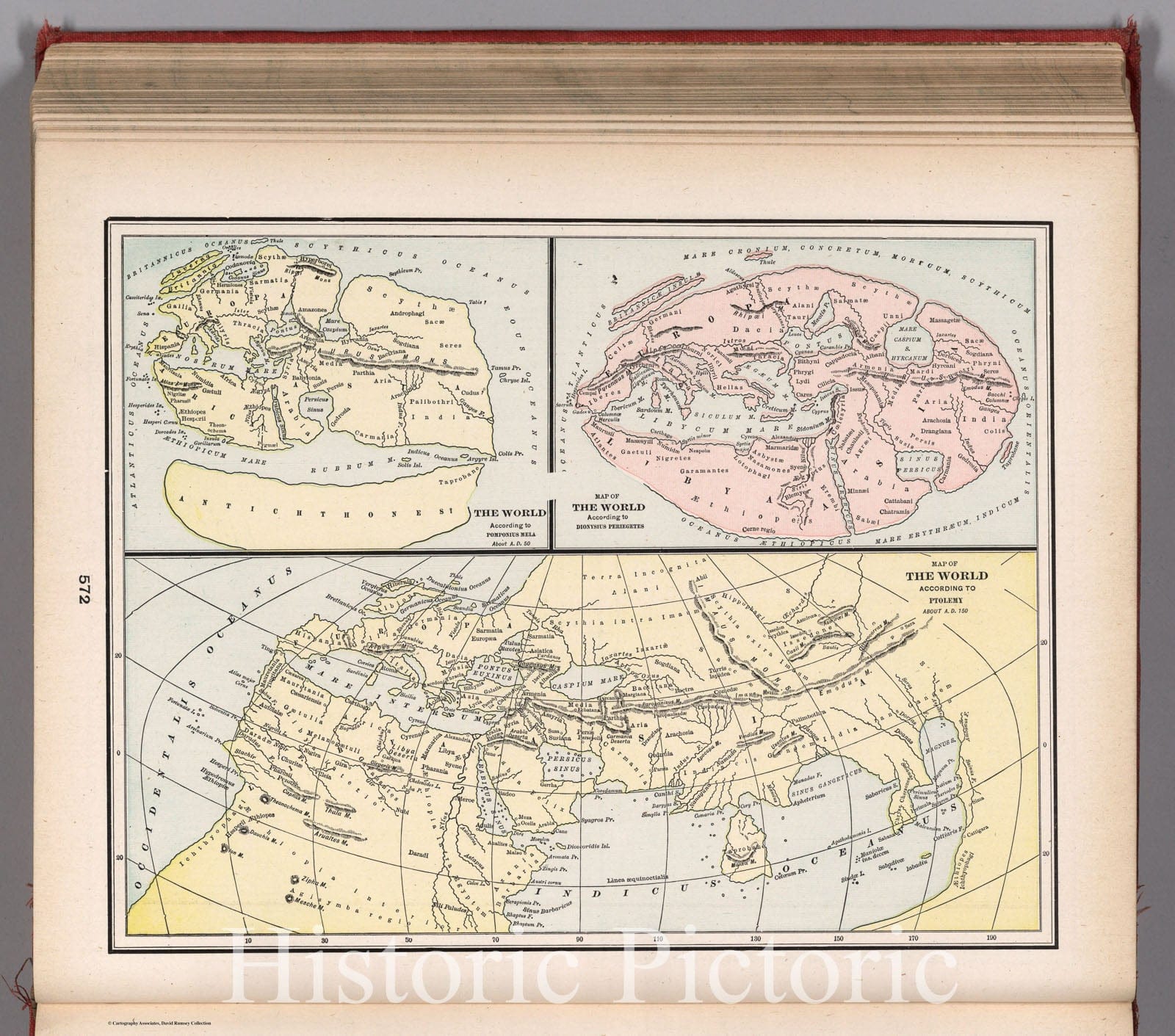 Ancient World: Ptolemy, Pomponius Mela, Dionysius Periegetes, 1901 - Historical Map Print