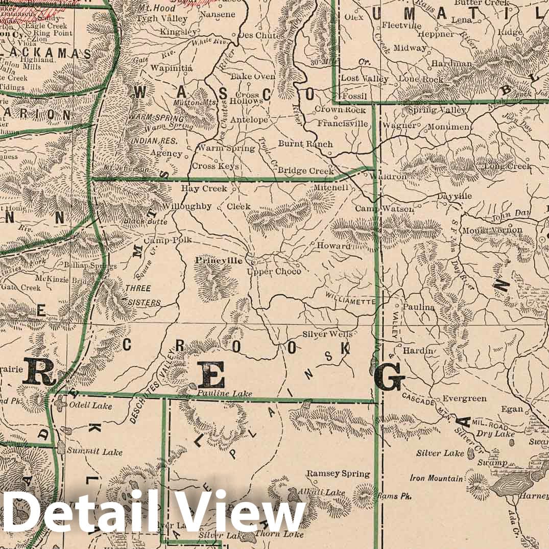 Historic Map : 1883 Map of Oregon : Vintage Wall Art