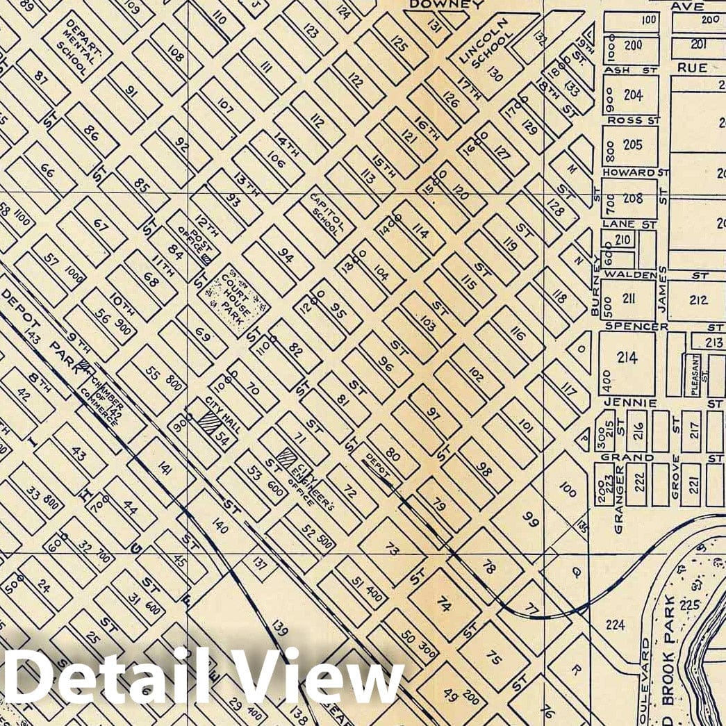 Modesto, California - Road Map, 1938 - Historical Map Print