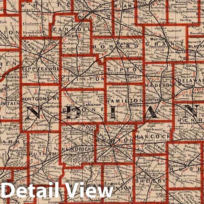 Indiana - Railroad Map, 1878 - Cram's Standard American Atlas