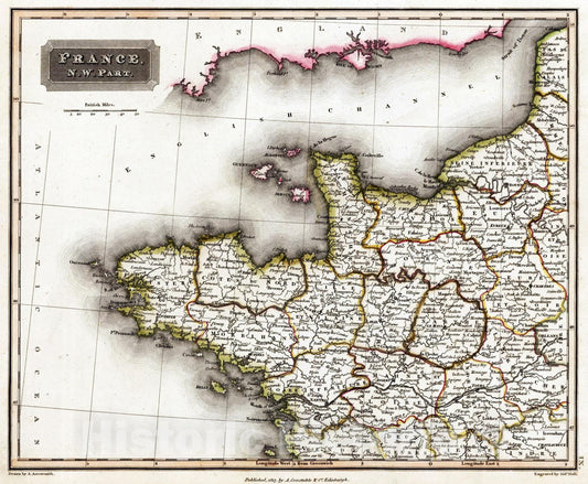 Historic Map : 1817 France, North West Part - Vintage Wall Art