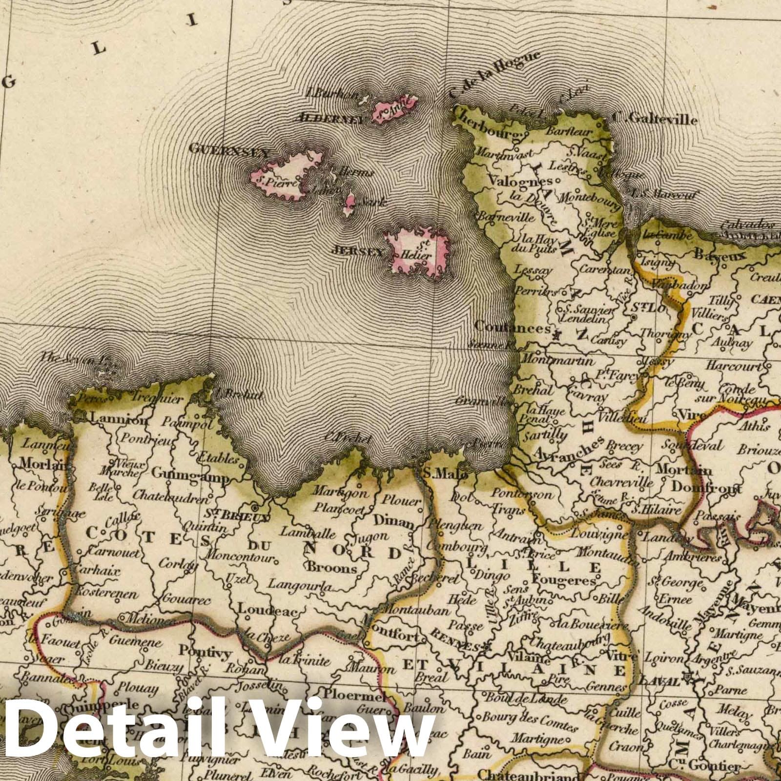 France, Northwestern Part - River Map, 1817 - Arrowsmith Atlas Print