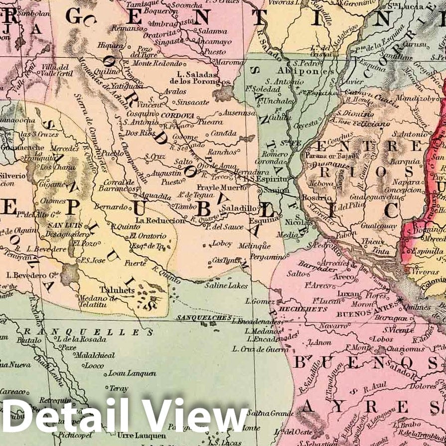 Chile, Argentine Republic, Paraguay, and Uruguay, 1860 – Historical Map Print