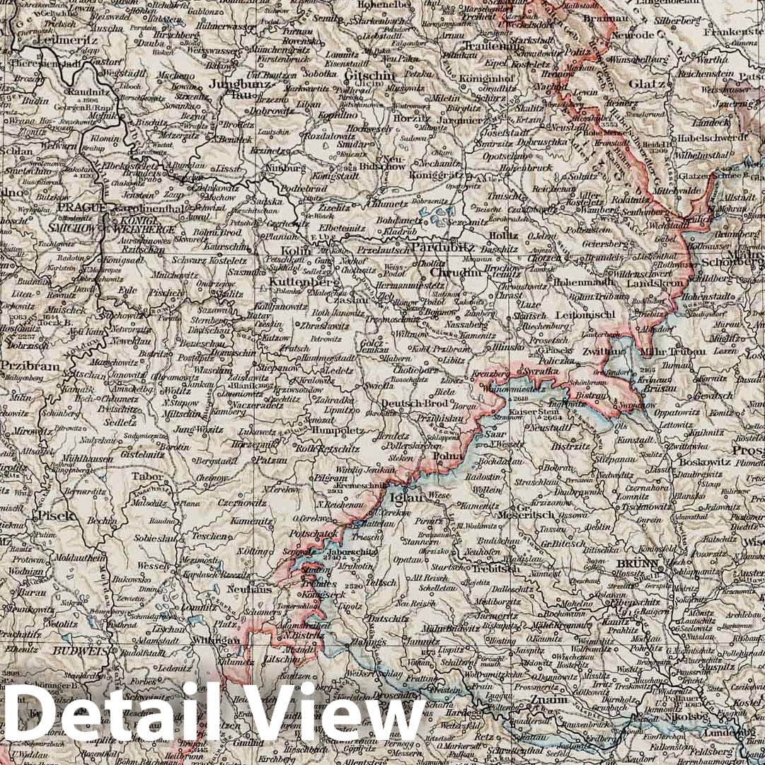 Bohemia, Moravia and Austrian Silesia - Railroad Map, 1900 - The Times Atlas