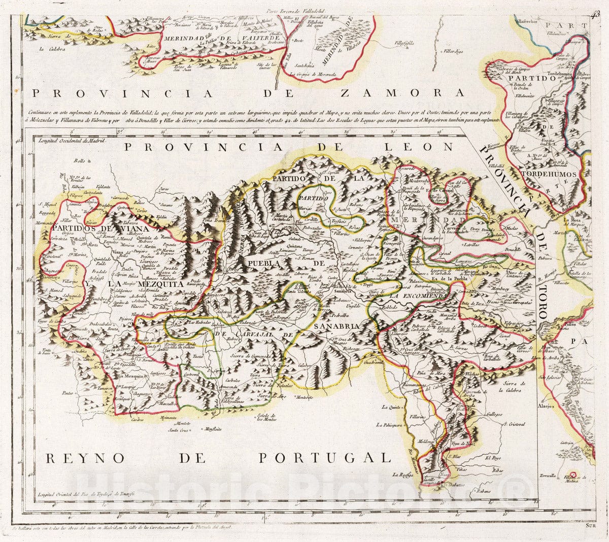 Historic Map : Spain, 1779 43. Mapa de la provincia de Valladolid , Vintage Wall Art