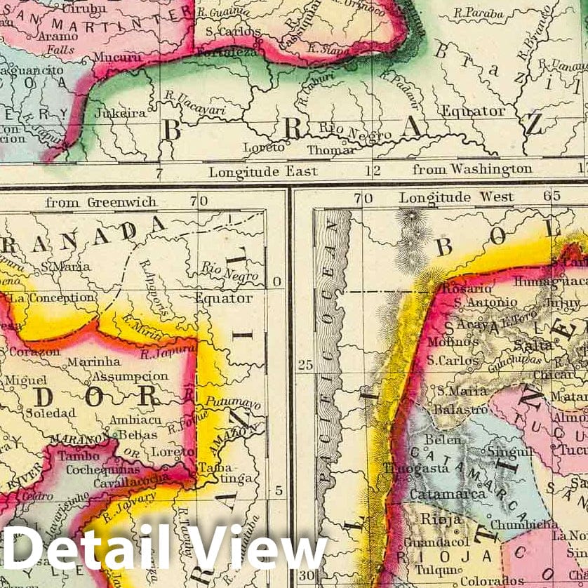 New Granada and Venezuela, 1860 - Historical Map Print