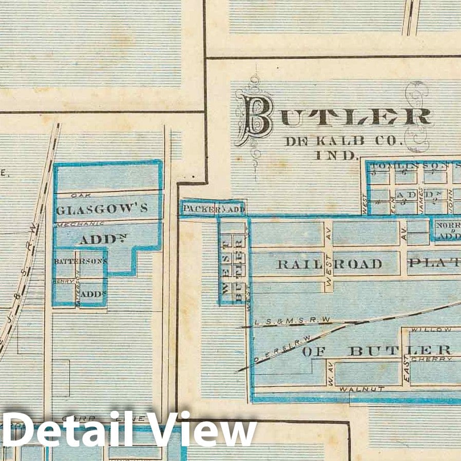 Angola, Fremont, Pleasant Lake, Butler, Orland - Indiana Towns, 1876 Historical Map Print