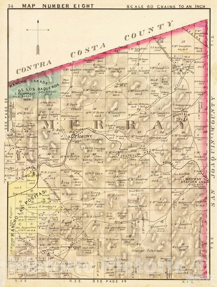 Historic Map : Altamont (Calif), California, 1878 Alameda Co. 8. , Vintage Wall Art