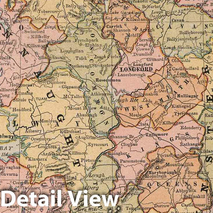 Ireland, 1883 - Historical Map Print from Cram's Family Atlas