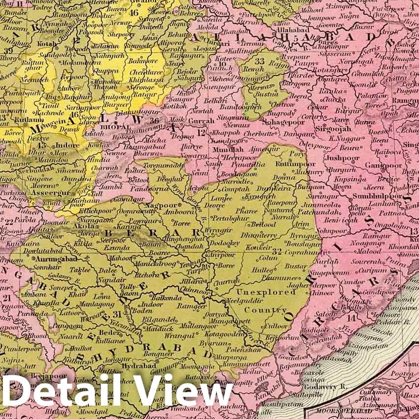 Hindoostan with Delta of the Ganges, 1846 - Historical Map Print