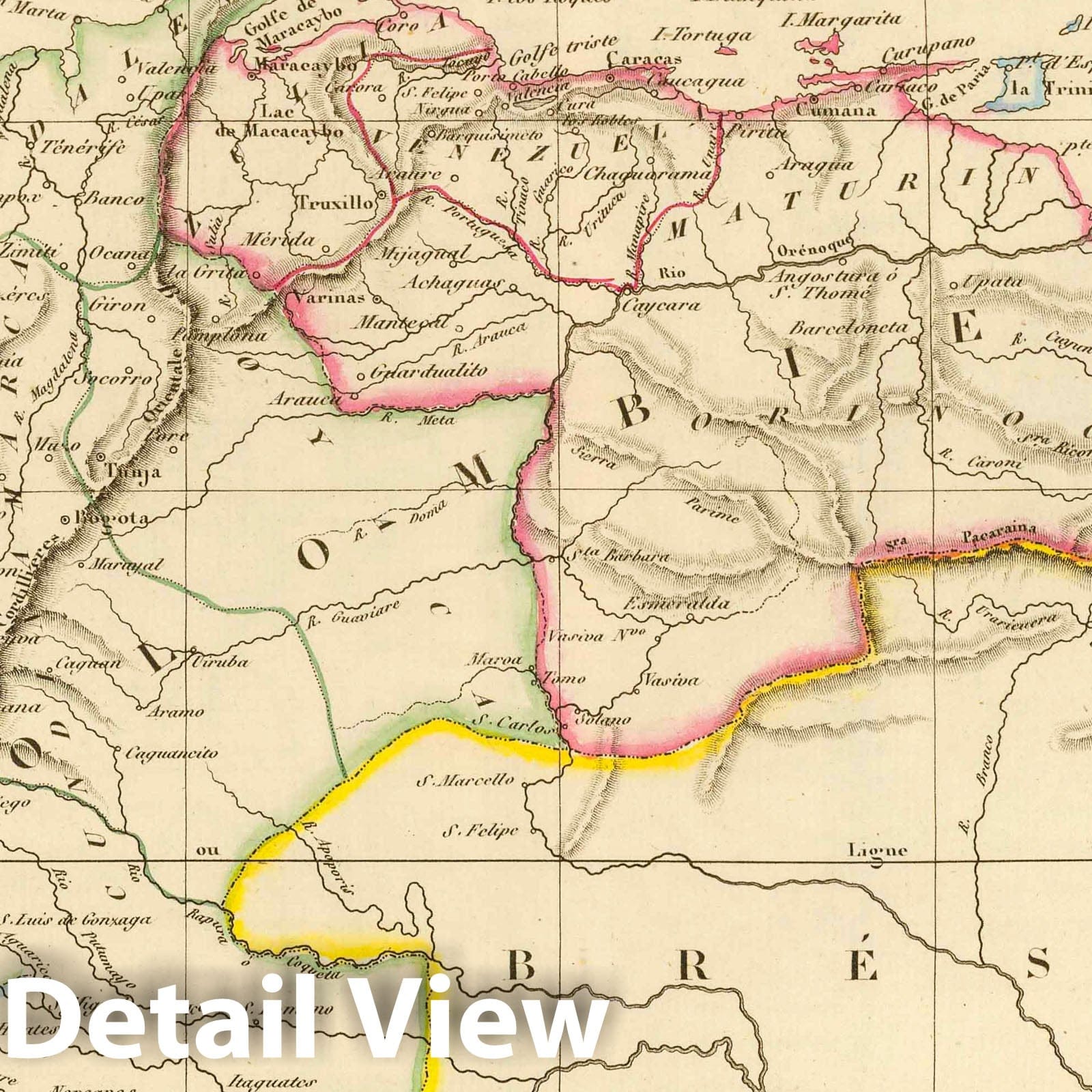 Colombia and the Guyanas - River Map, 1837 - Historical Map Print