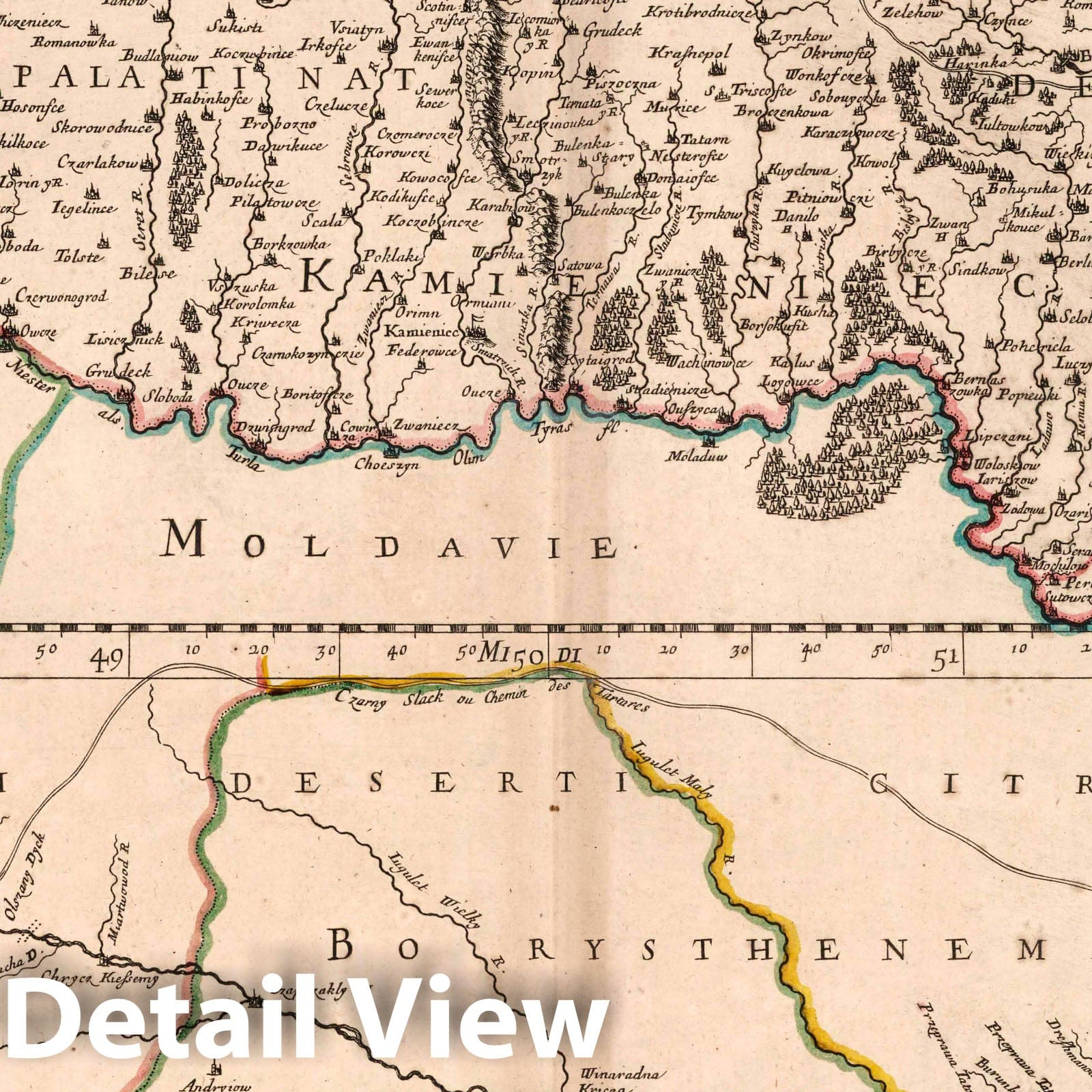 Upper and Lower Podolia, Ukraine, 1665 Historical Map Print