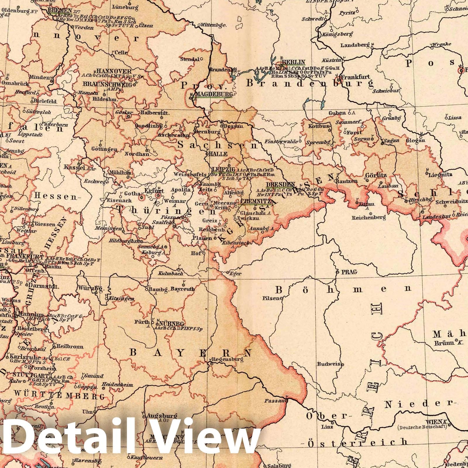 German Trade and Transport in Central Europe, 1894 - Historical Map Print