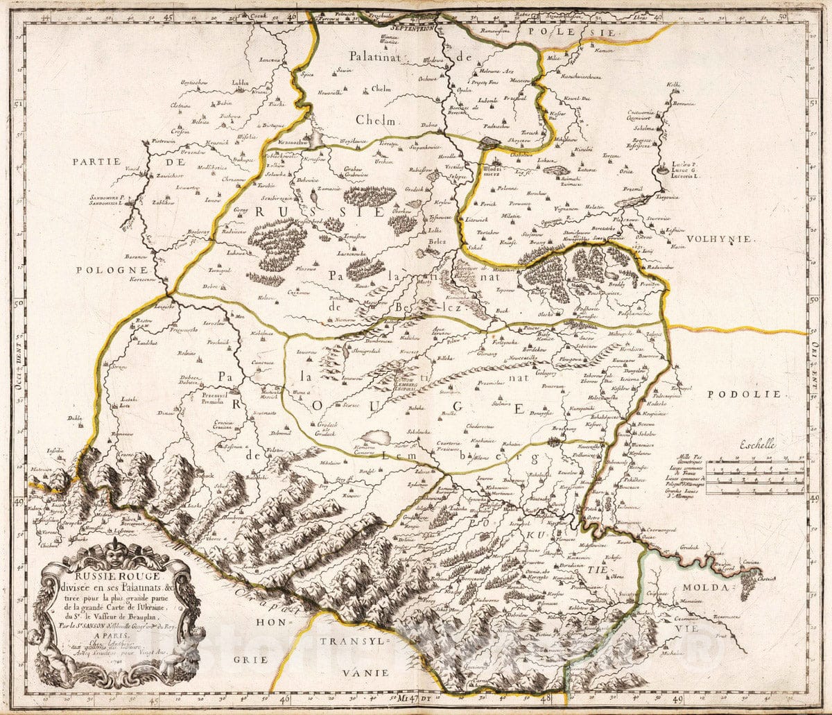 Historic Wall Map : 1701 Red Russia, Ukraine - Vintage Wall Art