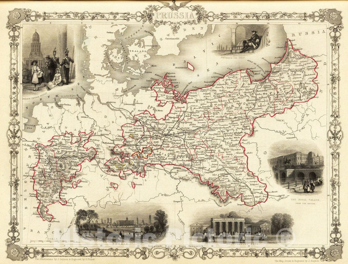 Historic Map : 1851 Prussia. - Vintage Wall Art