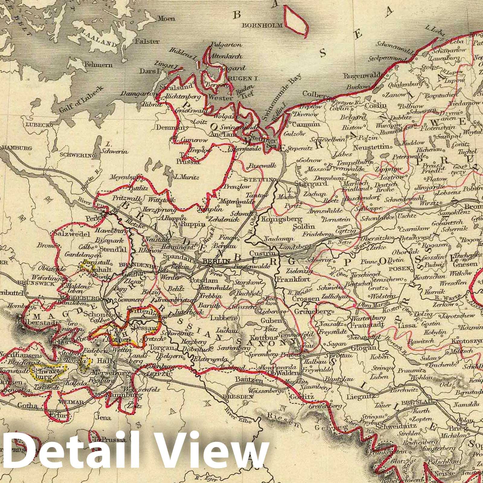 Prussia, Germany 1851 Historical Map Print - Hand-Colored Atlas Plate