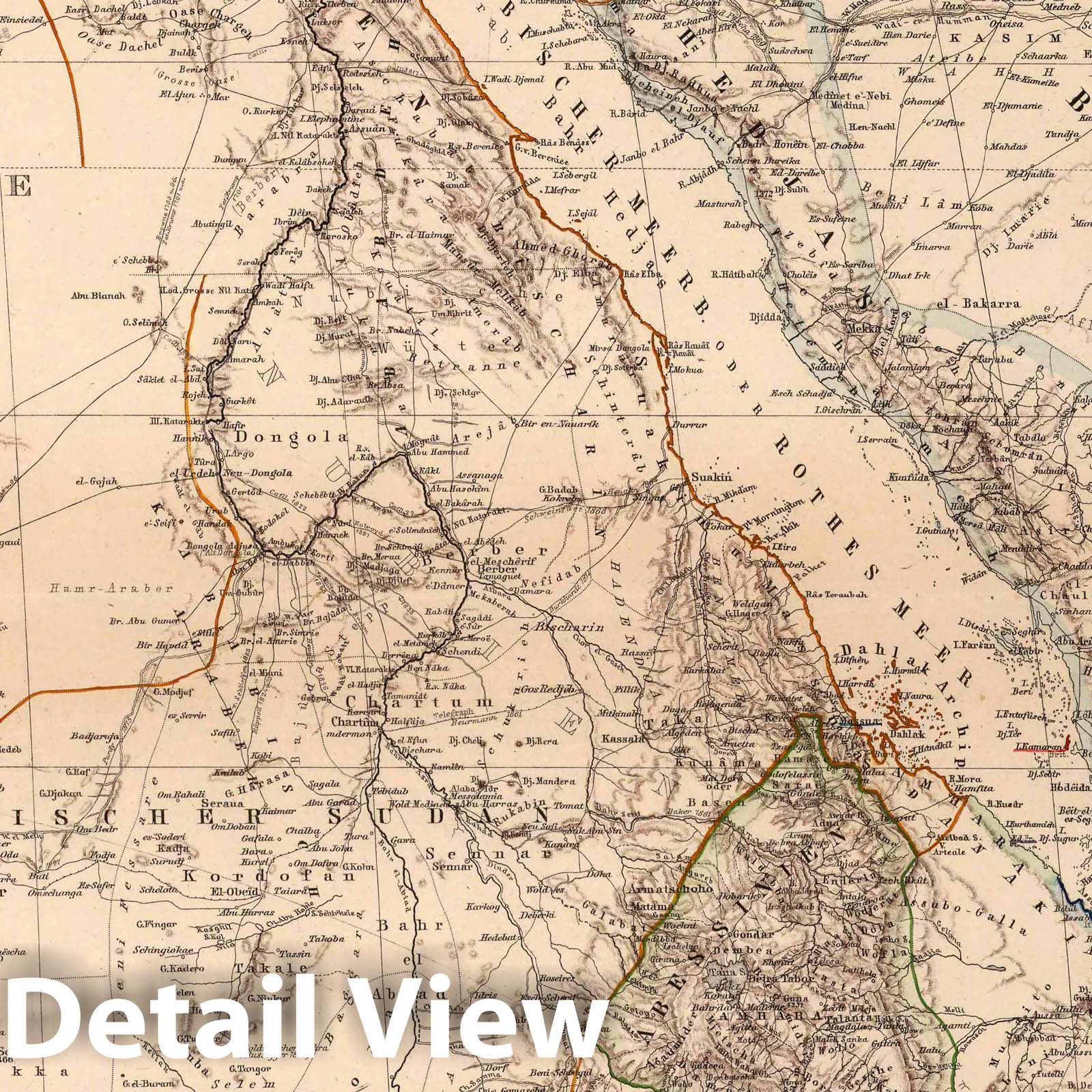 Northeast Africa, 1886 - Historical Map Print