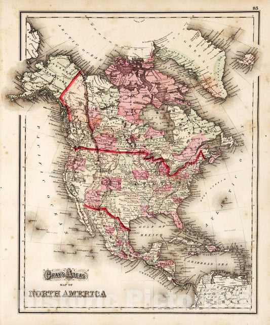 North America - Railroad Map, 1873 - Gray's Atlas Historical Reproduction