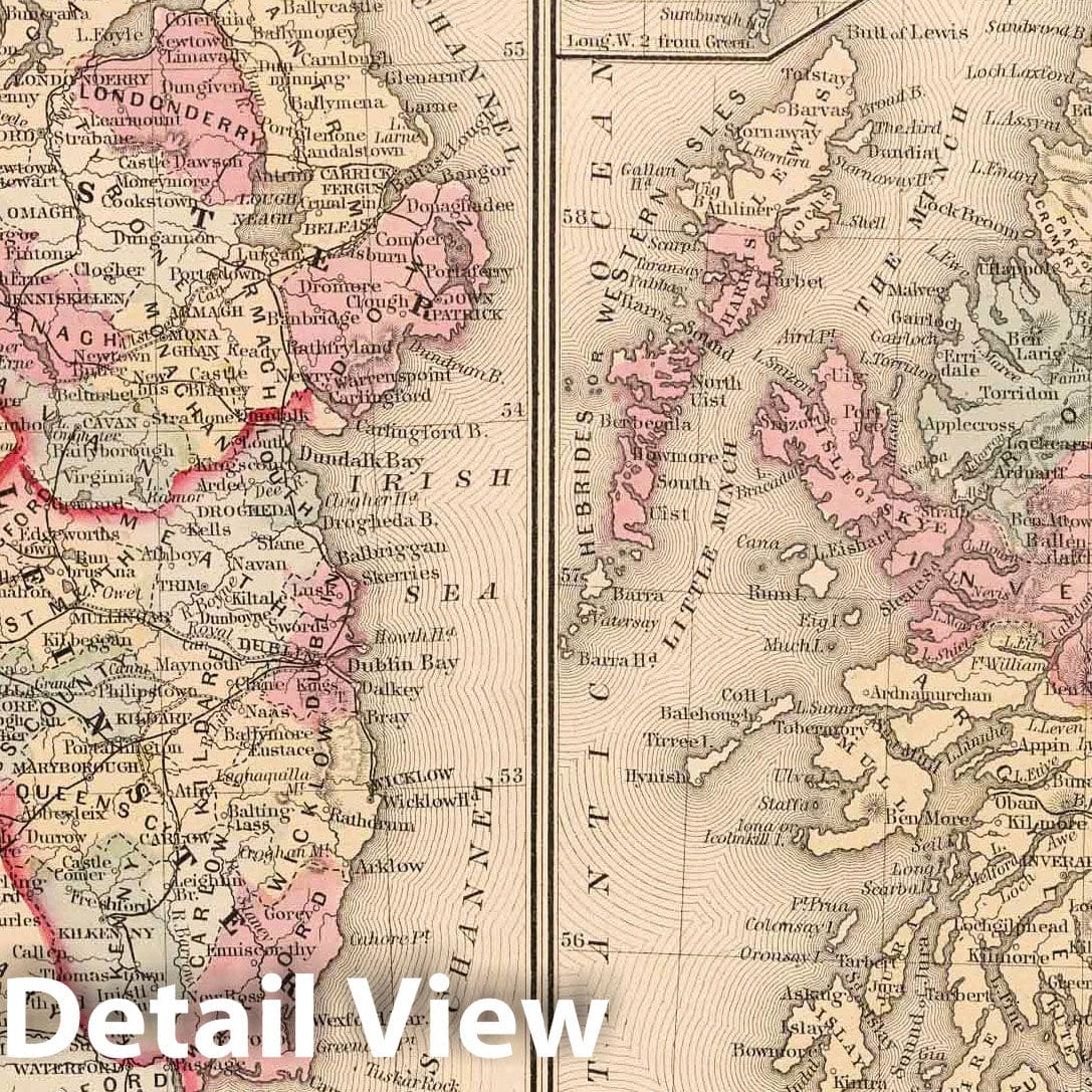 Scotland, Shetland Islands, and Ireland, 1868 - Historical Map Print