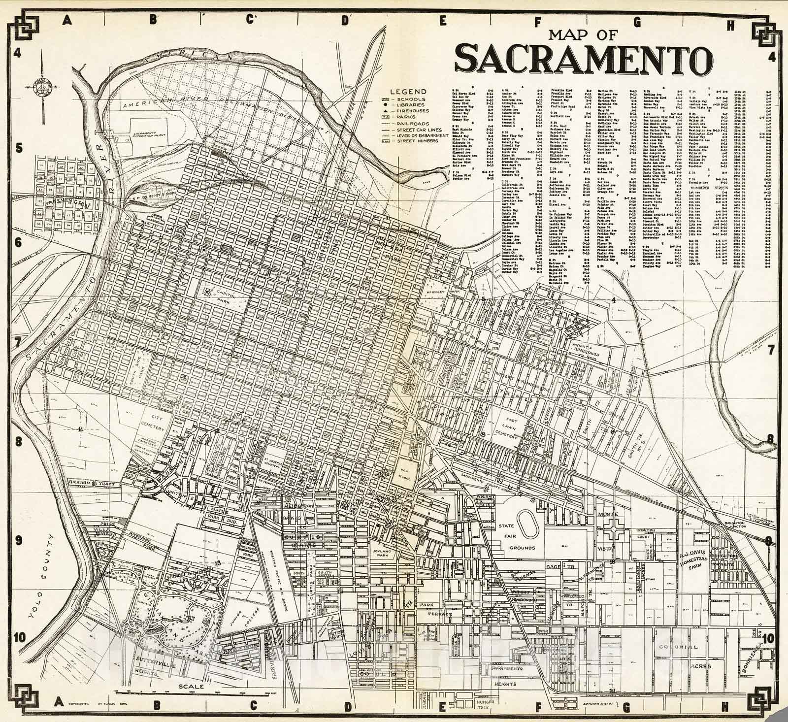 Historic Map - 1938 Map of Sacramento, California. - Vintage Wall Art
