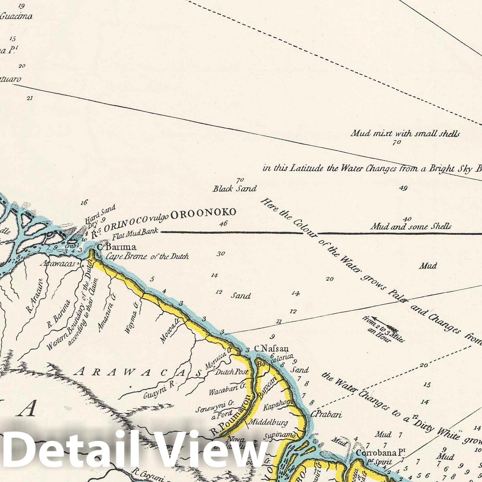 Guiana Coast - Orinoco-Essequibo Region, 1783 - Historical Map Print