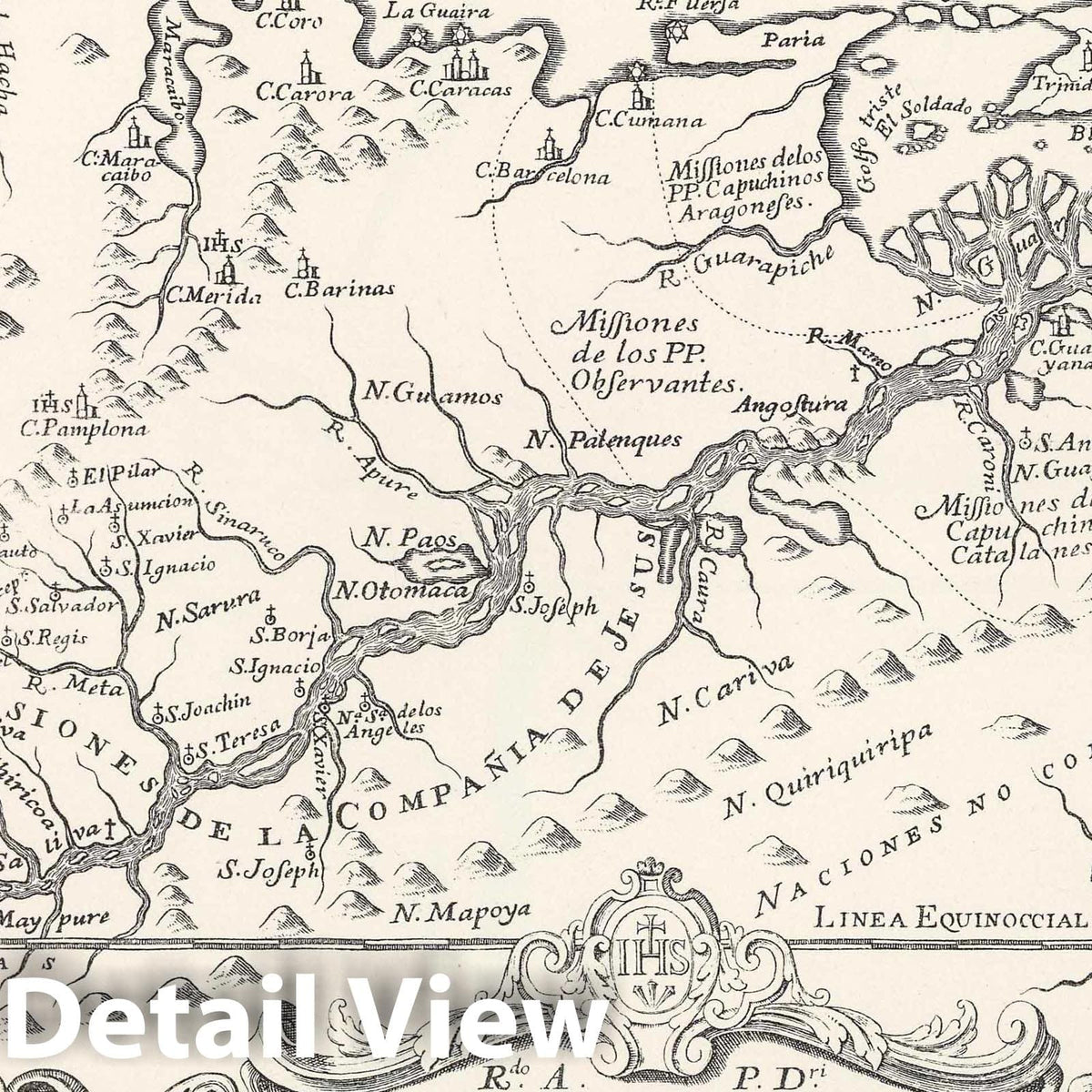 Jesuit Missions of New Granada - Route Map, 1741 - Historical Map Print