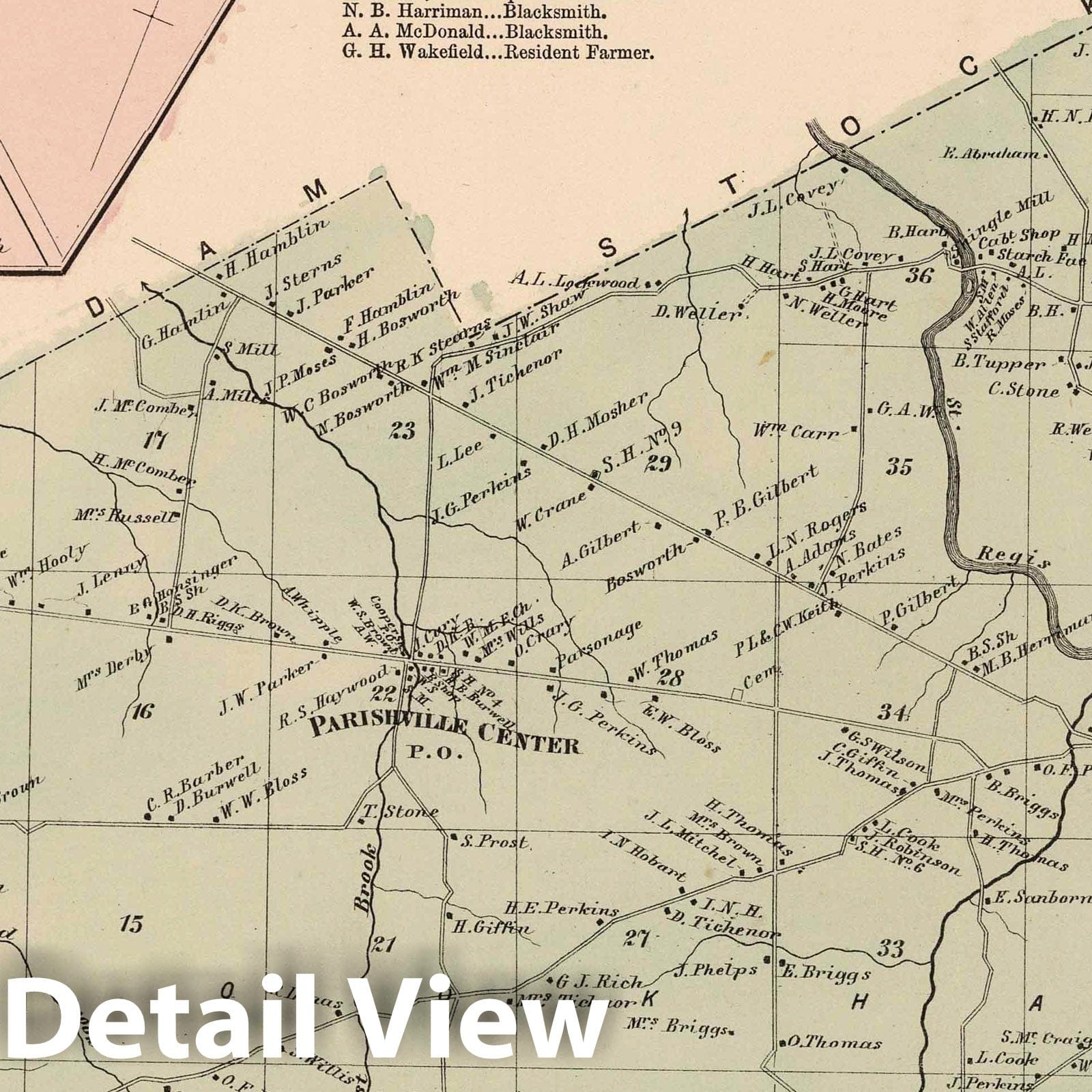Parishville Township, Saint Lawrence County, New York - Property Map, 1865