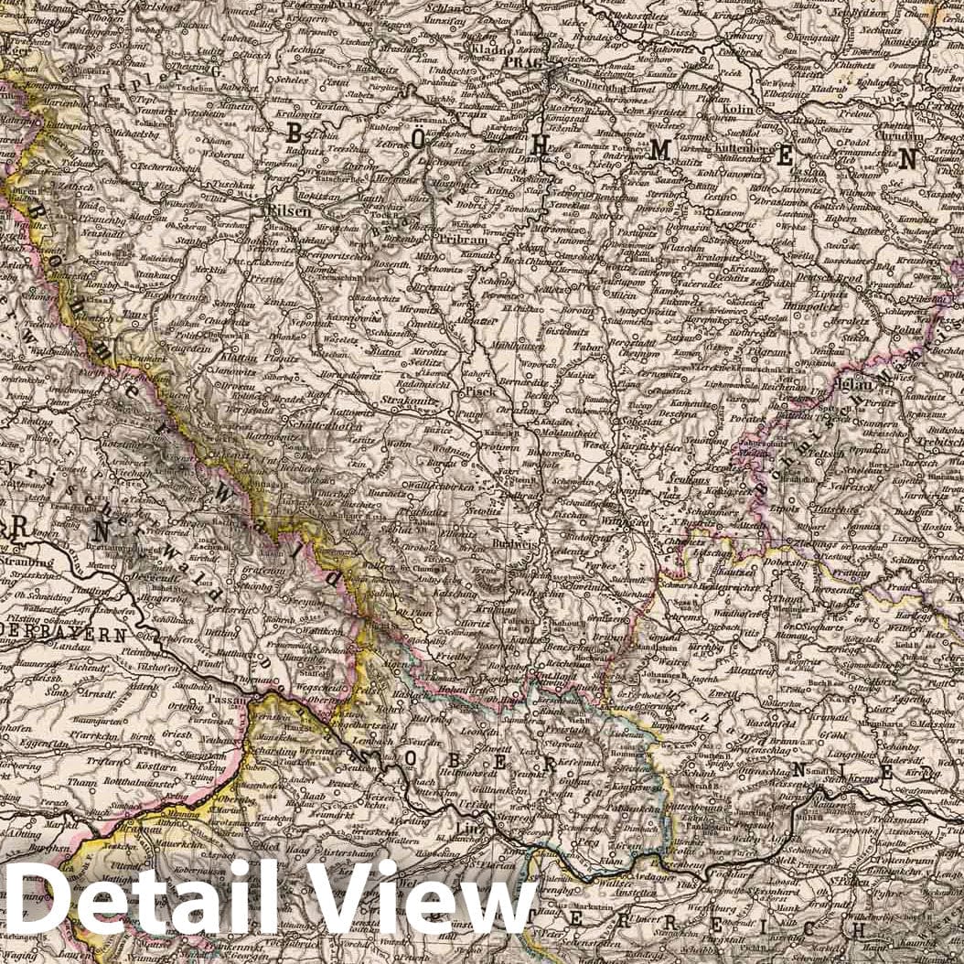 Austria, Czech Republic, Germany 1882 Historical Map Print - Stieler's Hand Atlas