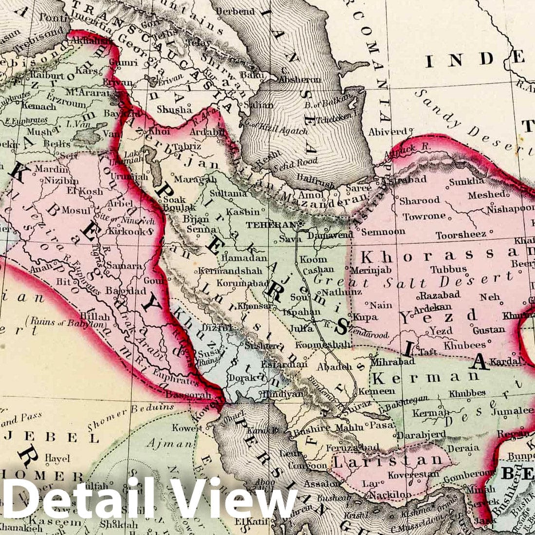 Persia, Arabia, Turkey in Asia, Afghanistan, and Baluchistan - 1874 Historical Map Print