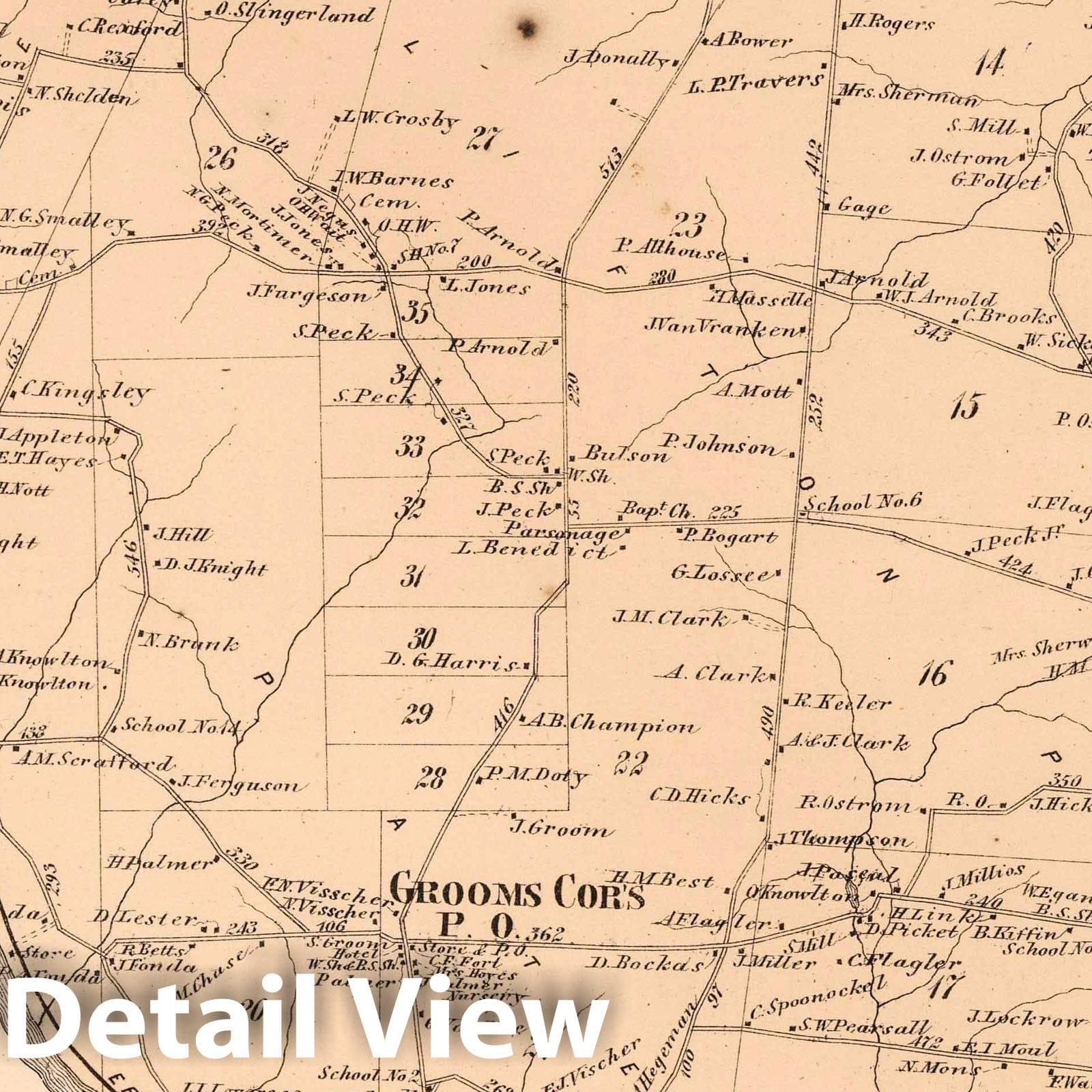 Clifton Park, Saratoga County, New York - Property Map, 1866