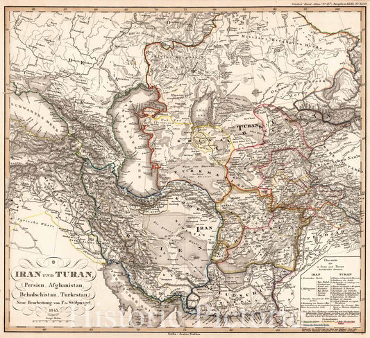 Iran, Persia, Afghanistan, Kazakhstan, Turkestan, 1851 – Stieler's Hand-Atlas Map Print