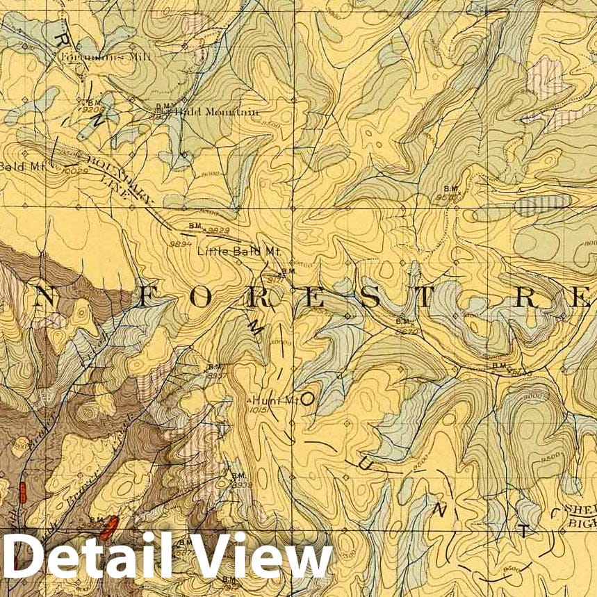 Historic Map : Geologic Atlas - 1900 Plate CXXXIX. Bald Mountain Quadrangle, Wyoming, Land Classification and Density of Standing Timber. - Vintage Wall Art