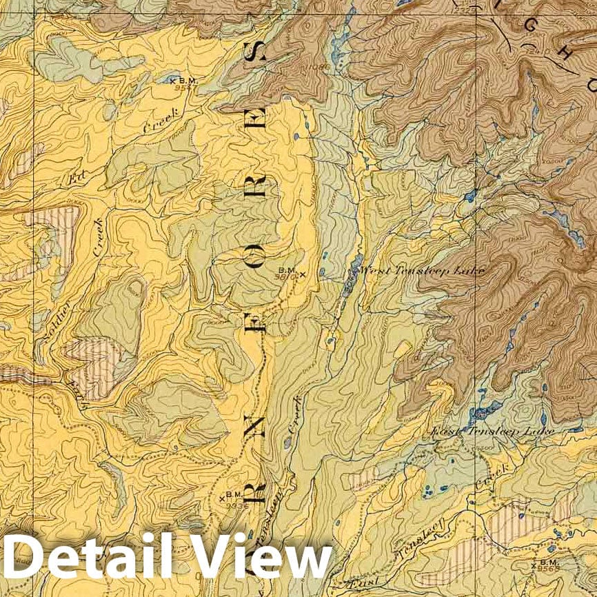 Historic Map : Geologic Atlas - 1900 Plate CXL. Cloud Peak Quadrangle, Wyoming, Land Classification and Density of Standing Timber. - Vintage Wall Art