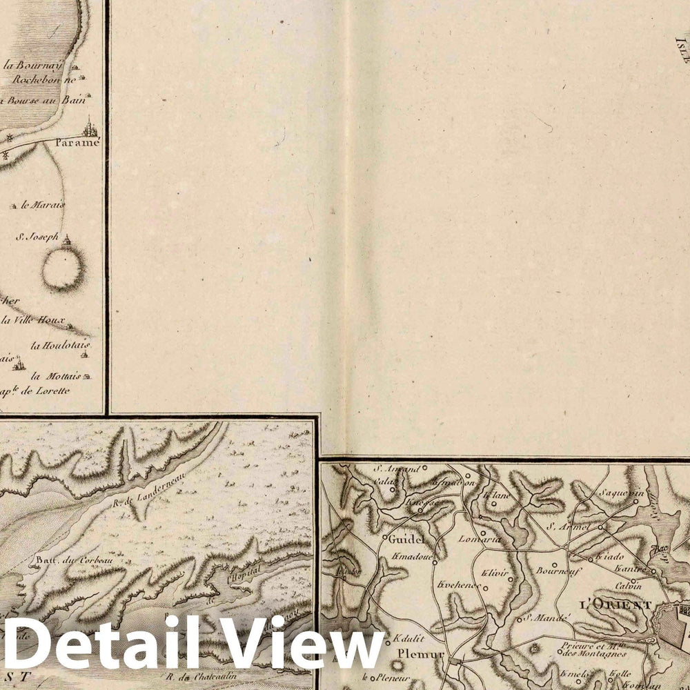 Historic Map : 1804 Vicinty of L'Orient, France. - Vintage Wall Art