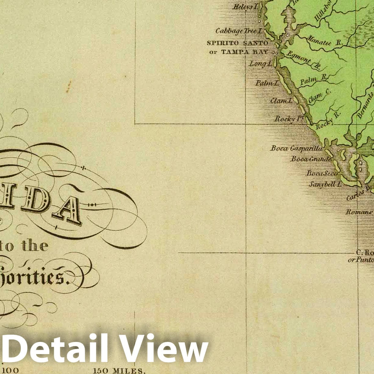 Florida - River Map, 1826 - Finley's American Atlas Historical Map Print